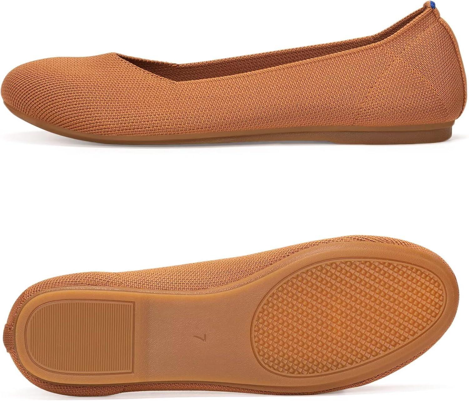 imageFrank Mully Womens Ballet Flats Round Toe Walking Flats Slip On Work Shoes Knitted Flats Shoes for Woman Soft LightweightOrange 76