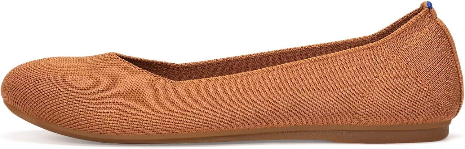 imageFrank Mully Womens Ballet Flats Round Toe Walking Flats Slip On Work Shoes Knitted Flats Shoes for Woman Soft LightweightOrange 76