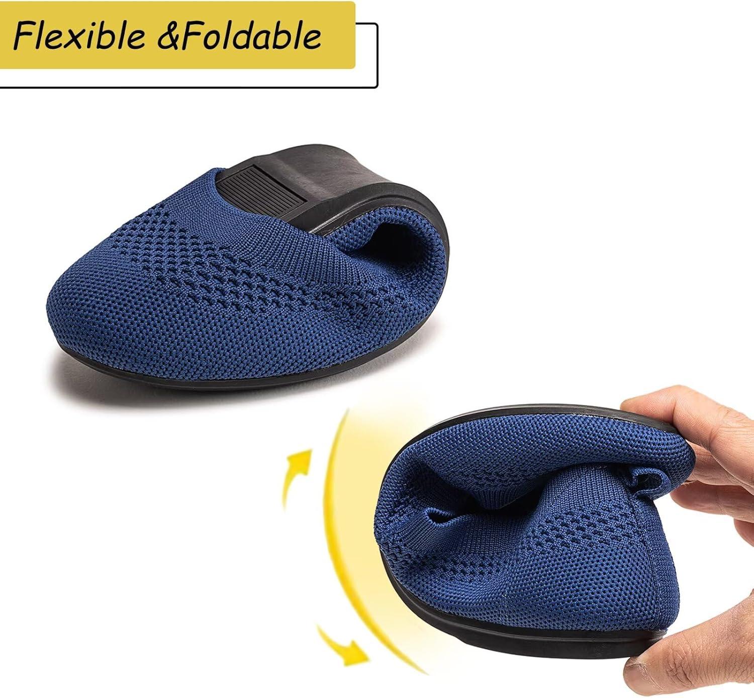 imageFrank Mully Womens Ballet Flats Round Toe Walking Flats Slip On Work Shoes Knitted Flats Shoes for Woman Soft LightweightRoyal Blue017