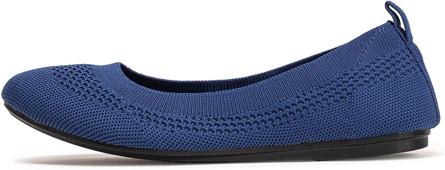 imageFrank Mully Womens Ballet Flats Round Toe Walking Flats Slip On Work Shoes Knitted Flats Shoes for Woman Soft LightweightRoyal Blue017