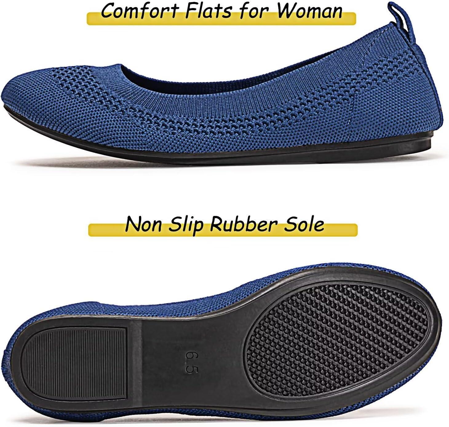 imageFrank Mully Womens Ballet Flats Round Toe Walking Flats Slip On Work Shoes Knitted Flats Shoes for Woman Soft LightweightRoyal Blue017