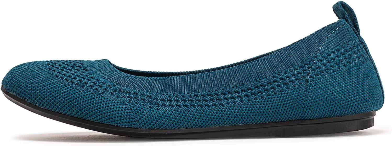 imageFrank Mully Womens Ballet Flats Round Toe Walking Flats Slip On Work Shoes Knitted Flats Shoes for Woman Soft LightweightTeal 017