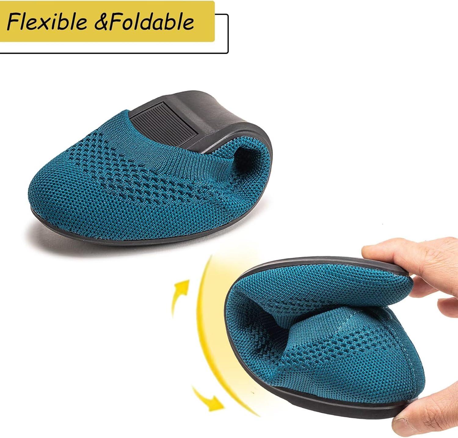 imageFrank Mully Womens Ballet Flats Round Toe Walking Flats Slip On Work Shoes Knitted Flats Shoes for Woman Soft LightweightTeal 017