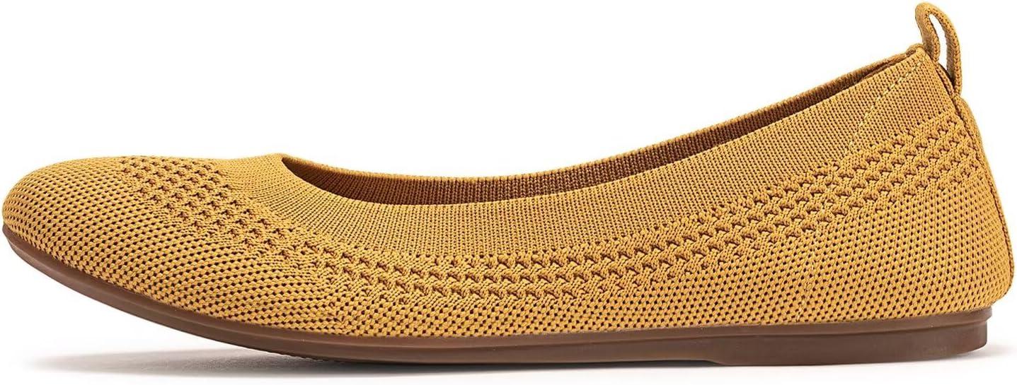 imageFrank Mully Womens Ballet Flats Round Toe Walking Flats Slip On Work Shoes Knitted Flats Shoes for Woman Soft LightweightYellow 017