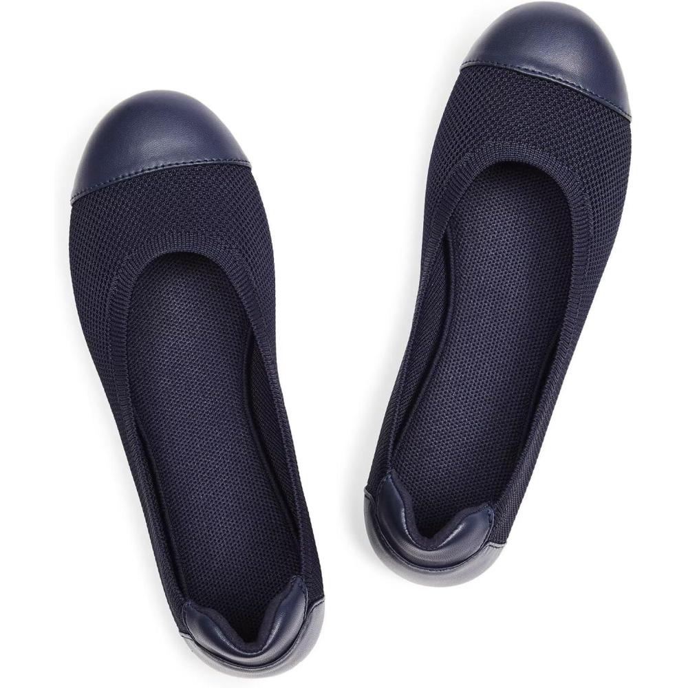 imageFrank Mully Womens Ballet Flats Round Toe Walking Flats Slip On Work Shoes Knitted Flats Shoes for Woman Soft Lightweight6045navy