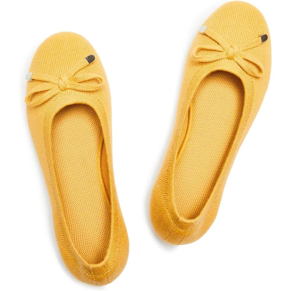 imageFrank Mully Womens Ballet Flats Round Toe Walking Flats Slip On Work Shoes Knitted Flats Shoes for Woman Soft Lightweight6047yellow