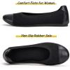 Frank Mully Women’s Ballet Flats Round Toe Walking Flats Slip On Work Shoes Knitted Flats Shoes for Woman Soft Lightweight(6045black)