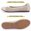 Frank Mully Women’s Ballet Flats Round Toe Walking Flats Slip On Work Shoes Knitted Flats Shoes for Woman Soft Lightweight(6045ecru)