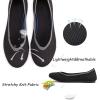 Frank Mully Women’s Ballet Flats Round Toe Walking Flats Slip On Work Shoes Knitted Flats Shoes for Woman Soft Lightweight(All Black)