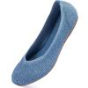 Frank Mully Women’s Ballet Flats Round Toe Walking Flats Slip On Work Shoes Knitted Flats Shoes for Woman Soft Lightweight(Blue)
