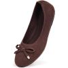 Frank Mully Women’s Ballet Flats Round Toe Walking Flats Slip On Work Shoes Knitted Flats Shoes for Woman Soft Lightweight(Coffee)