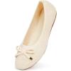 Frank Mully Women’s Ballet Flats Round Toe Walking Flats Slip On Work Shoes Knitted Flats Shoes for Woman Soft Lightweight(Gold)