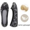 Frank Mully Women’s Ballet Flats Round Toe Walking Flats Slip On Work Shoes Knitted Flats Shoes for Woman Soft Lightweight(Gray Leopard)