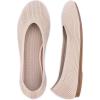 Frank Mully Women’s Ballet Flats Round Toe Walking Flats Slip On Work Shoes Knitted Flats Shoes for Woman Soft Lightweight(Nude)