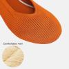 Frank Mully Women’s Ballet Flats Round Toe Walking Flats Slip On Work Shoes Knitted Flats Shoes for Woman Soft Lightweight(Orange)