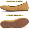 Frank Mully Women’s Ballet Flats Round Toe Walking Flats Slip On Work Shoes Knitted Flats Shoes for Woman Soft Lightweight(Yellow 017)