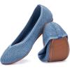 Frank Mully Women’s Ballet Flats Round Toe Walking Flats Slip On Work Shoes Knitted Flats Shoes for Woman Soft Lightweight(Blue)