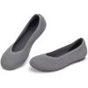 Frank Mully Women’s Ballet Flats Round Toe Walking Flats Slip On Work Shoes Knitted Flats Shoes for Woman Soft Lightweight(Dark Grey)