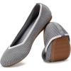 Frank Mully Women’s Ballet Flats Round Toe Walking Flats Slip On Work Shoes Knitted Flats Shoes for Woman Soft Lightweight(Grey)
