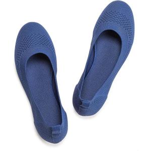 Frank Mully Women’s Ballet Flats Round Toe Walking Flats Slip On Work Shoes Knitted Flats Shoes for Woman Soft Lightweight(Royal Blue017)