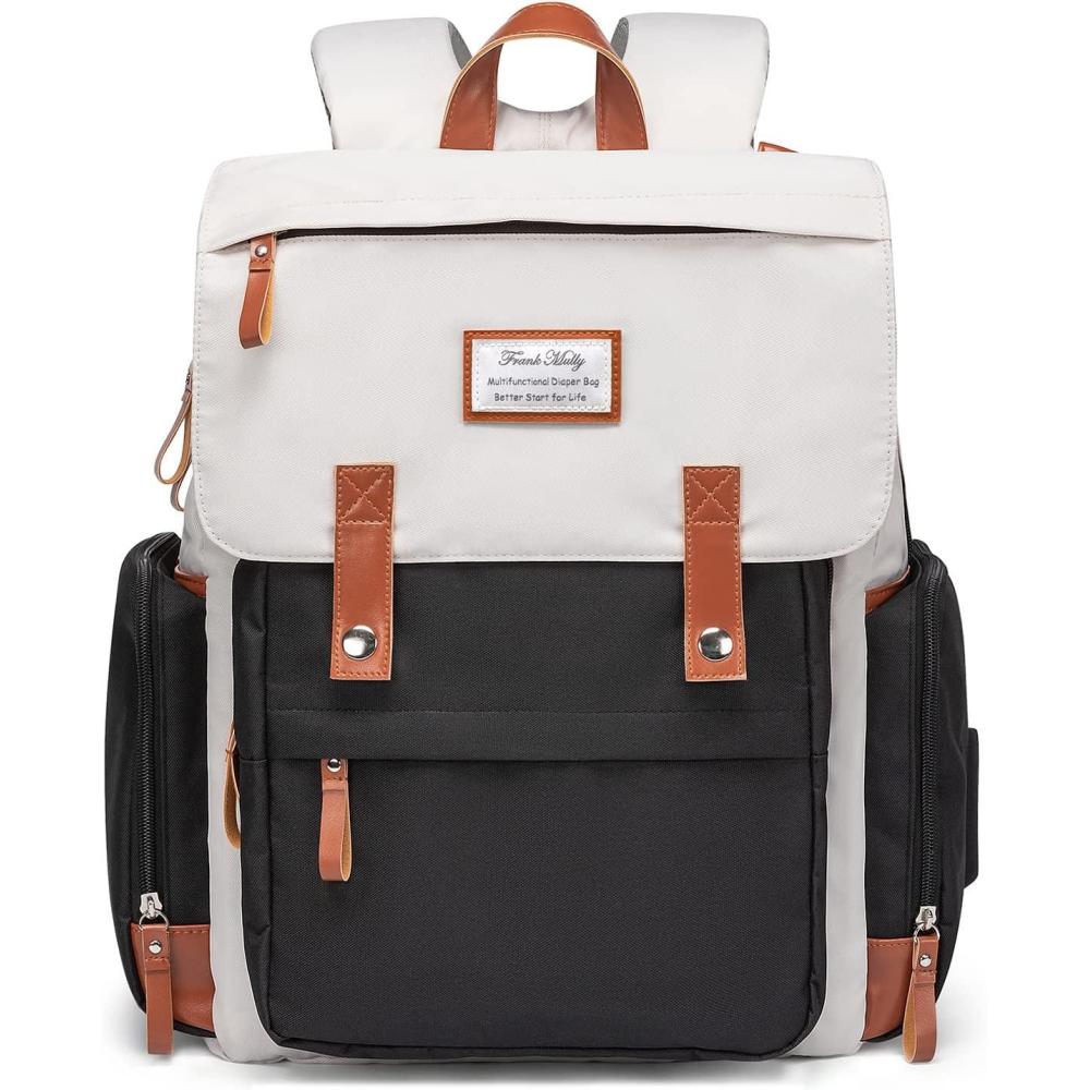 imageFrank Mully Diaper Bag Backpack Large Multifunction Travel Baby Bag for Mom Dad Army GreenBlack White