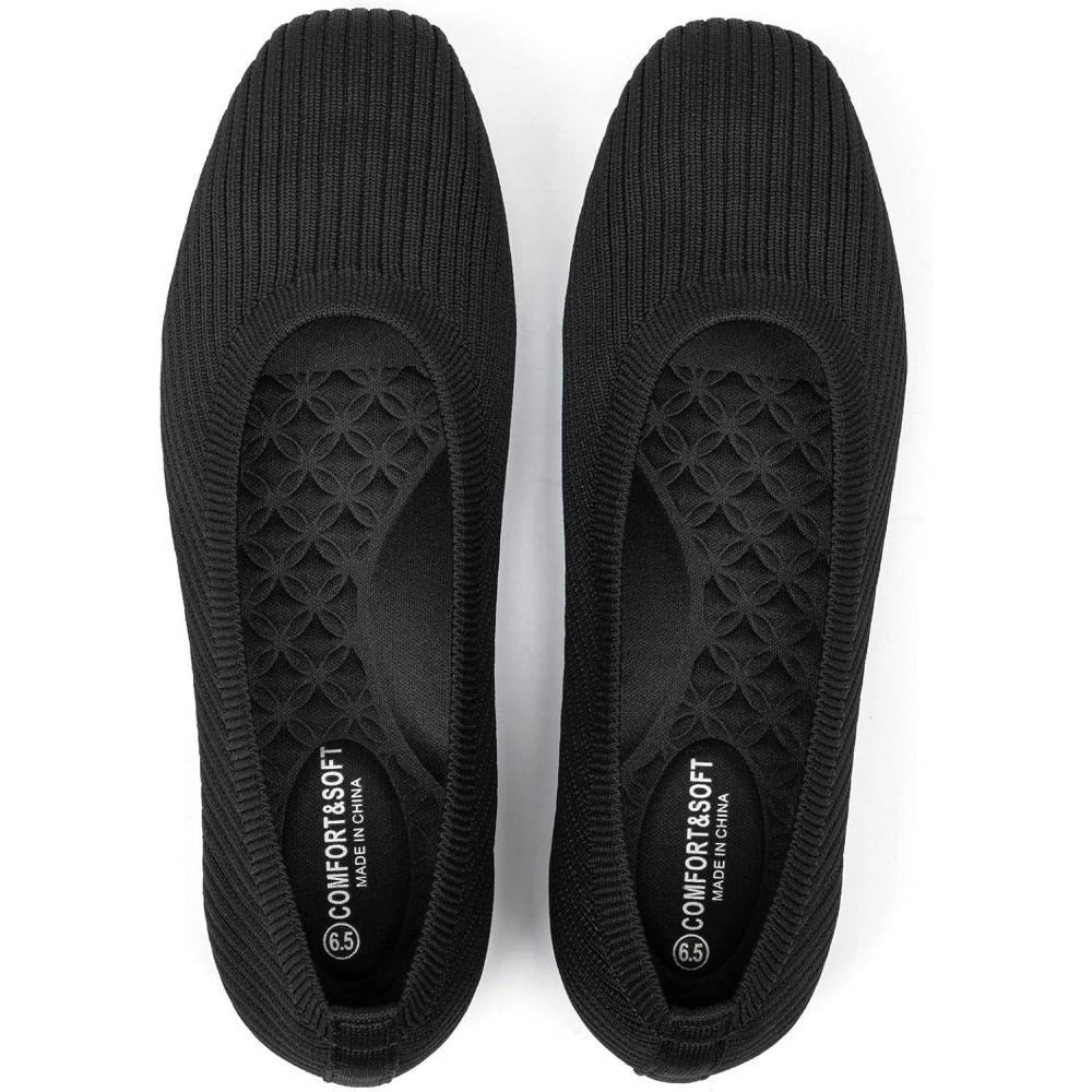 imageFrank Mully Womens Flats Square Toe Flats Comfortable Slip on Washable Ballet Flats Shoes for Women Dressy WorkBlack