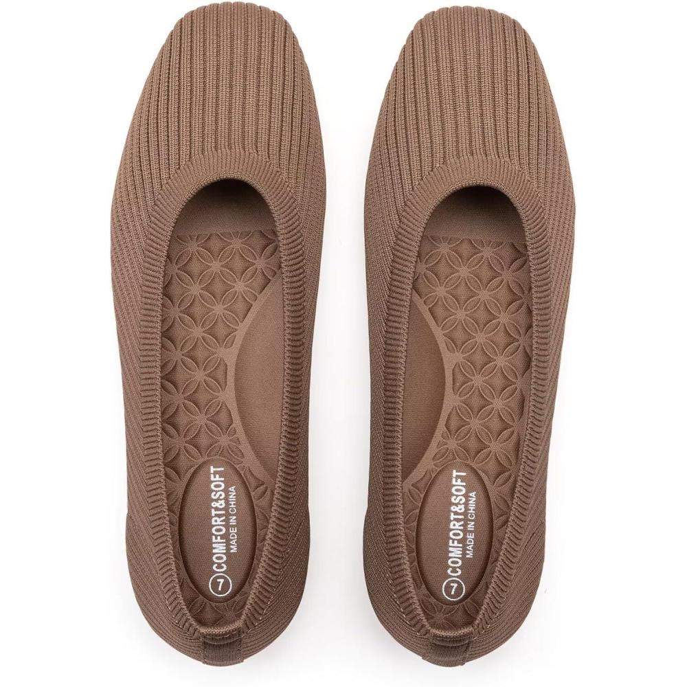 imageFrank Mully Womens Flats Square Toe Flats Comfortable Slip on Washable Ballet Flats Shoes for Women Dressy WorkEspresso