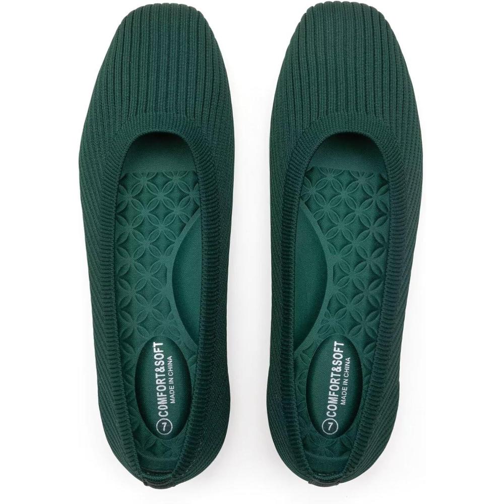 imageFrank Mully Womens Flats Square Toe Flats Comfortable Slip on Washable Ballet Flats Shoes for Women Dressy WorkGreen