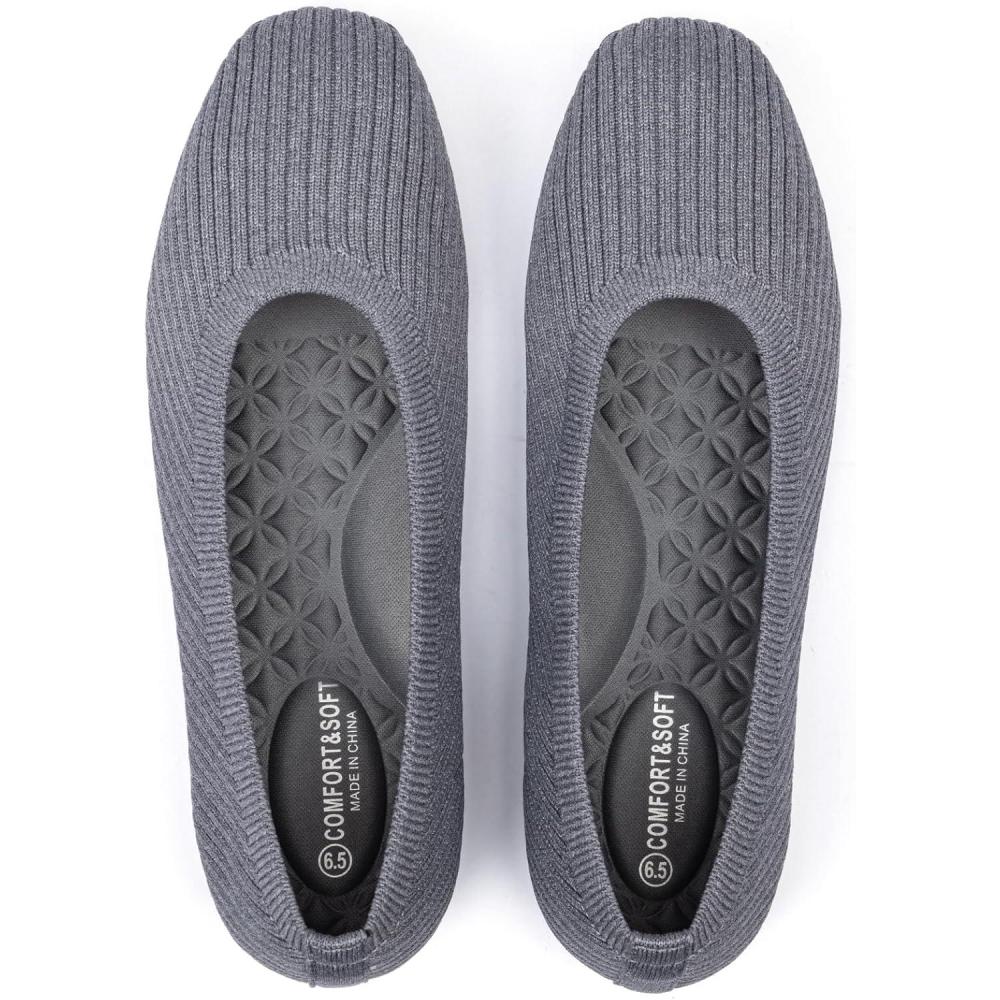 imageFrank Mully Womens Flats Square Toe Flats Comfortable Slip on Washable Ballet Flats Shoes for Women Dressy WorkGrey