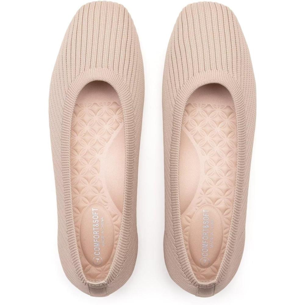 imageFrank Mully Womens Flats Square Toe Flats Comfortable Slip on Washable Ballet Flats Shoes for Women Dressy WorkNude