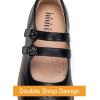 Frank Mully Girls Flats Mary Jane Shoes Round Toe Dress Shoes School Oxford Flats for Toddler/Little Kid(7007black)