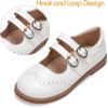 Frank Mully Girls Flats Mary Jane Shoes Round Toe Dress Shoes School Oxford Flats for Toddler/Little Kid(7007white)