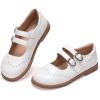 Frank Mully Girls Flats Mary Jane Shoes Round Toe Dress Shoes School Oxford Flats for Toddler/Little Kid(7007white)