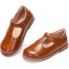 Frank Mully Girls Flats Mary Jane Shoes Round Toe Dress Shoes School Oxford Flats for Toddler/Little Kid(7008brown)