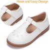 Frank Mully Girls Flats Mary Jane Shoes Round Toe Dress Shoes School Oxford Flats for Toddler/Little Kid(7008white)