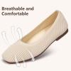 Frank Mully Women’s Flats Square Toe Flats Comfortable Slip on Washable Ballet Flats Shoes for Women Dressy Work(Beige)