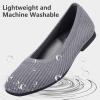 Frank Mully Women’s Flats Square Toe Flats Comfortable Slip on Washable Ballet Flats Shoes for Women Dressy Work(Grey)
