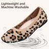 Frank Mully Women’s Flats Square Toe Flats Comfortable Slip on Washable Ballet Flats Shoes for Women Dressy Work(Leopard Beige)