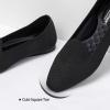 Frank Mully Women’s Knitted Square Toe Flats Comfortable Loafer Shoes Office Work Shoes Lightweight(Black)