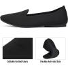 Frank Mully Women’s Knitted Square Toe Flats Comfortable Loafer Shoes Office Work Shoes Lightweight(Black)