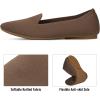 Frank Mully Women’s Knitted Square Toe Flats Comfortable Loafer Shoes Office Work Shoes Lightweight(Brown)