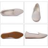 Frank Mully Women’s Knitted Square Toe Flats Comfortable Loafer Shoes Office Work Shoes Lightweight(Cream)