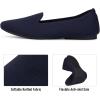 Frank Mully Women’s Knitted Square Toe Flats Comfortable Loafer Shoes Office Work Shoes Lightweight(Navy)