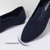 Frank Mully Women’s Knitted Square Toe Flats Comfortable Loafer Shoes Office Work Shoes Lightweight(Navy)