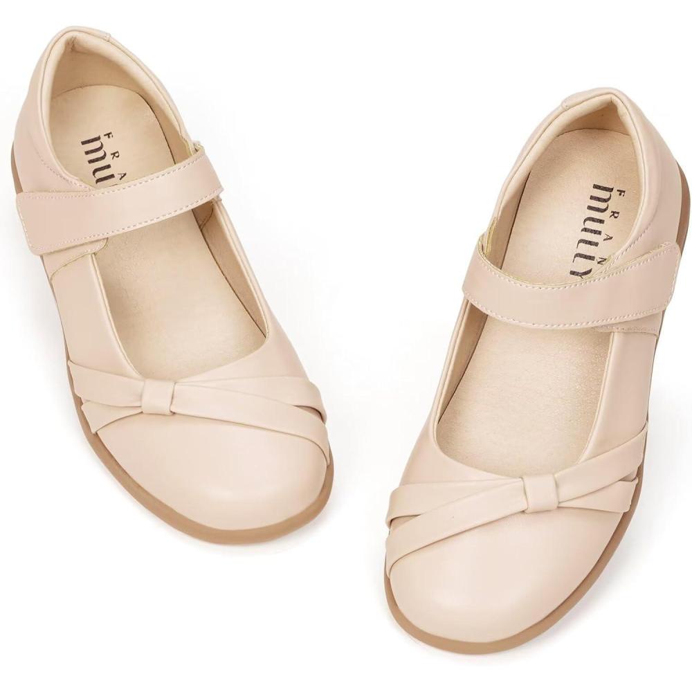 imageFrank Mully Girls School Shoes Mary Jane Flats SlipOn Uniform Dress Flats for Girl ToddlerLittle KidBig KidNudeKnot