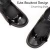 Frank Mully Girls Mary Jane Dress Shoes Slip on Girls Ballet Flat Shoes with Bow for Toddler/Little Kid/Big Kid(Black)