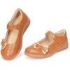 Frank Mully Girls Mary Jane Dress Shoes Slip on Girls Ballet Flat Shoes with Bow for Toddler/Little Kid/Big Kid(Brown)