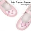 Frank Mully Girls Mary Jane Dress Shoes Slip on Girls Ballet Flat Shoes with Bow for Toddler/Little Kid/Big Kid(Pink)