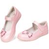 Frank Mully Girls Mary Jane Dress Shoes Slip on Girls Ballet Flat Shoes with Bow for Toddler/Little Kid/Big Kid(Pink)