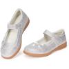 Frank Mully Girls Mary Jane Dress Shoes Slip on Girls Ballet Flat Shoes with Bow for Toddler/Little Kid/Big Kid(Silver)
